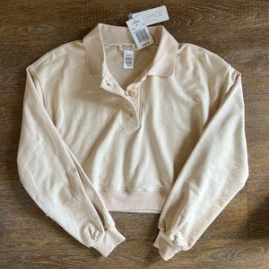 NWT L*Space Livin' Is Easy Pullover Cozy Neutral Cream Collar Sweatshirt Small